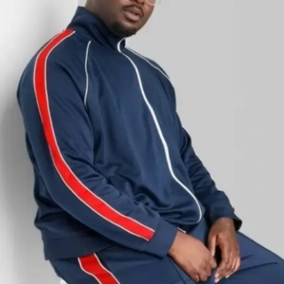 Original Use Other - NEW! Adult Track Suit Jacket Navy Blue & Red Stripe 3xl​